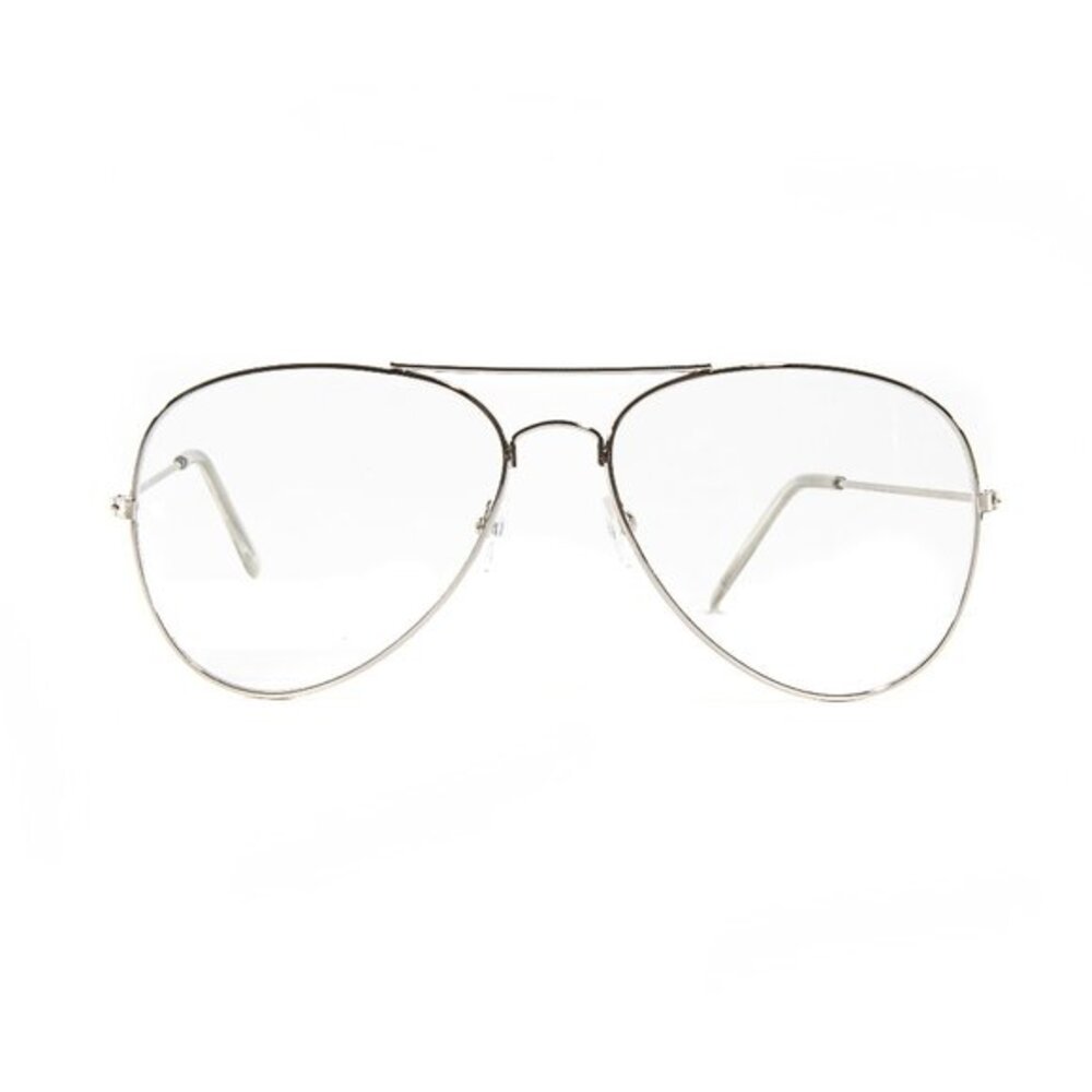 Aviator Clear Transparent UV Sunglasses Reading Silver Frame Glasses